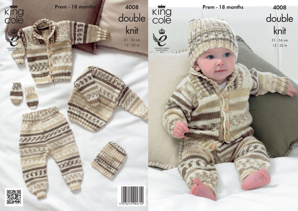 4008 Knitting Pattern - Babies Double Knit 12 - 22"