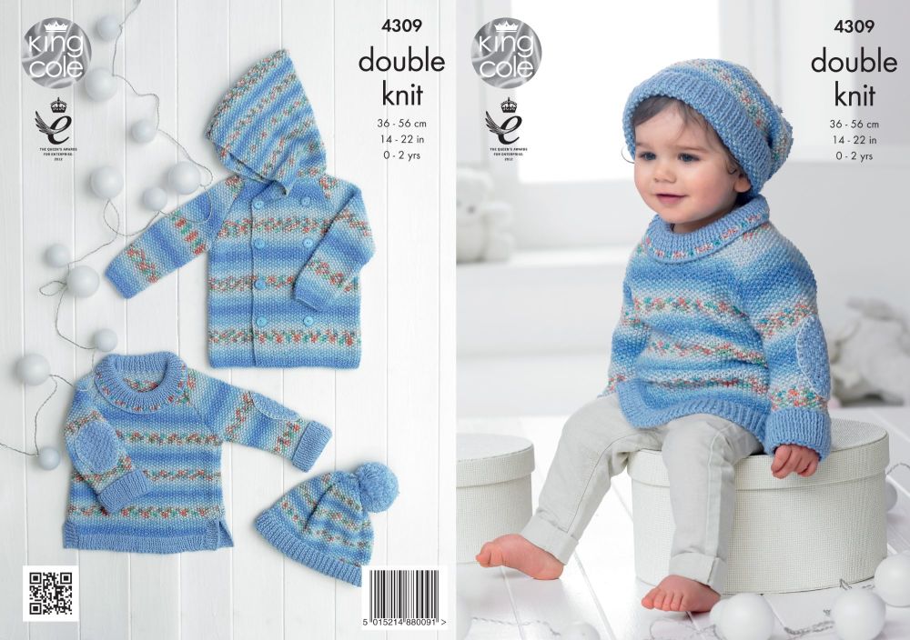 4309 Knitting Pattern - Babies Double Knit 14 - 22"