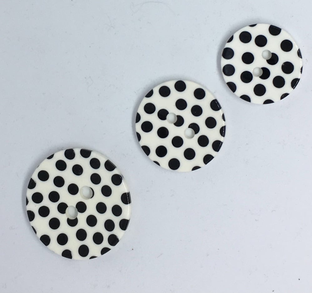 Buttons - White with Black Spots