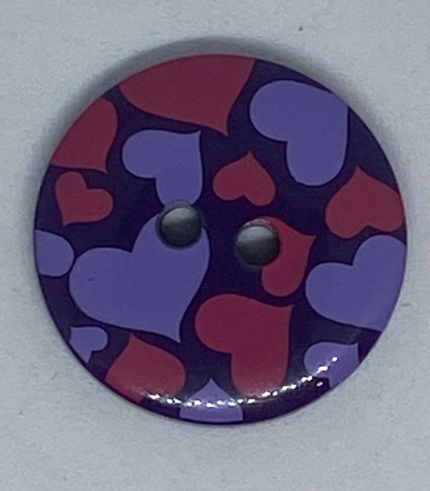 Purple & Pink Heart Button P165/36