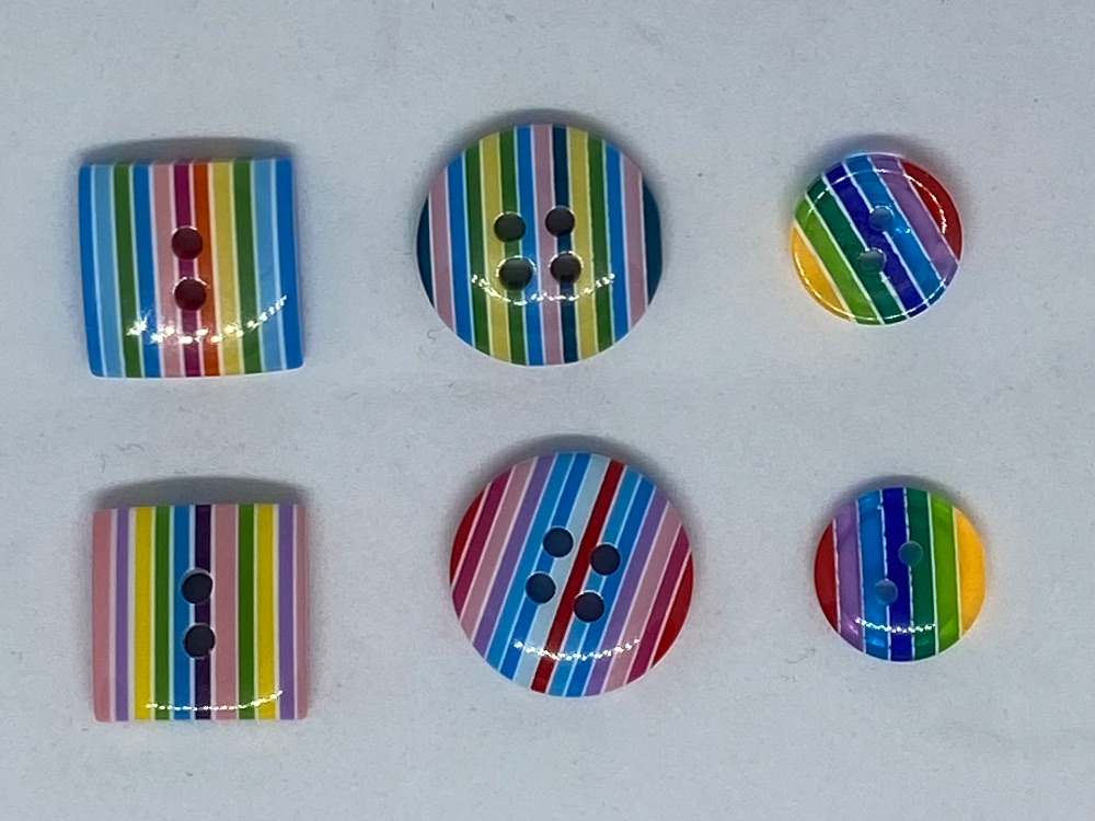 Multi Coloured Striped Buttons
