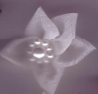 Chiffon Flower with Pearl - White