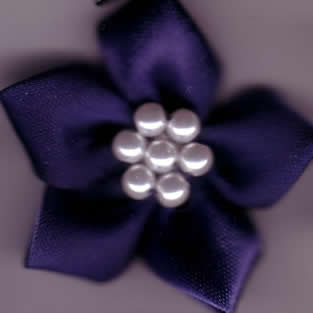 Ribbon Flower with Pearls - Navy