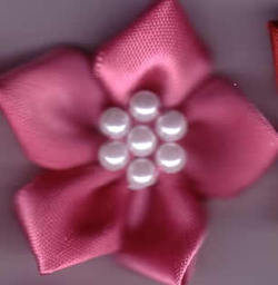 Ribbon Flower with Pearls - Dusky Pink