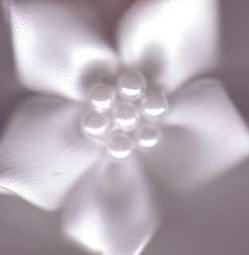 Ribbon Flower with Pearls - White