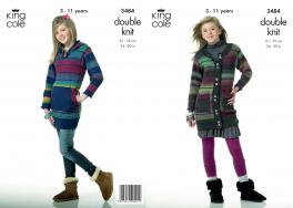 3484 Knitting Pattern -Girls Double Knit 24