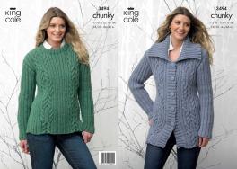 3494 Knitting Pattern -Ladies Chunky 28/30 -44/46