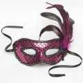 Venetian Face Mask With Sequins & Feathers