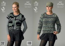 3637 Chunky Knitting Pattern - Womens 28/30