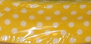 Bias Binding Yellow with White Spots 5 - 18mm Wide 