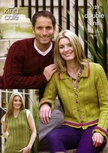 3128 Knitting Pattern - Men's and Ladie's Double Knit*