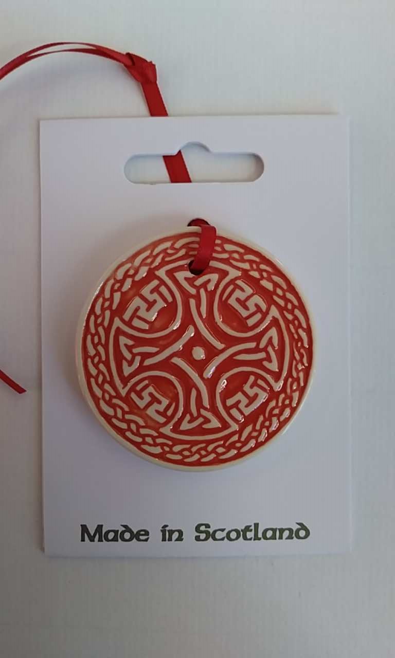 Celtic Round Red Ceramic Decoration