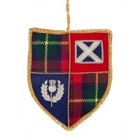 New Tartan Shield with Saltire and Thistle Christmas Decoration