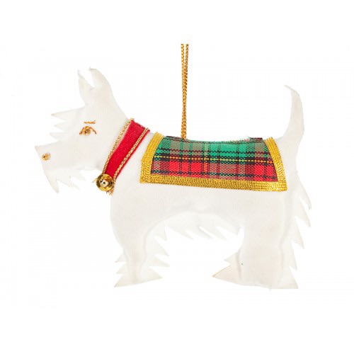 New White Scottie Dog Christmas Ornament