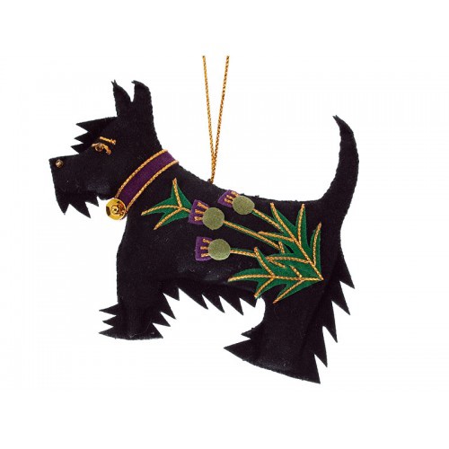 Black Thistle Scottie Dog Christmas Ornament