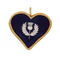 Navy Heart with Scotland Tartan Reverse Christmas Ornament