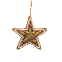 Mini Tartan Star with Pearl Border Christmas Decoration