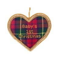 Tartan Baby's 1st Christmas Heart Decoration