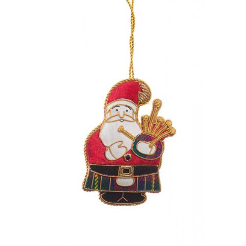 Bagpiping Father Christmas Ornament