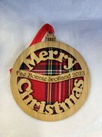 Christmas Bauble Hanging Tartan Plaque with Year