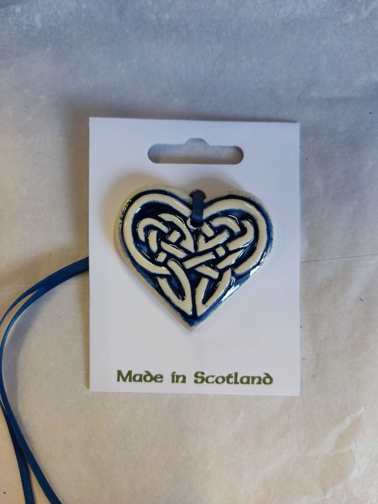 Celtic Heart Blue Ceramic Decoration