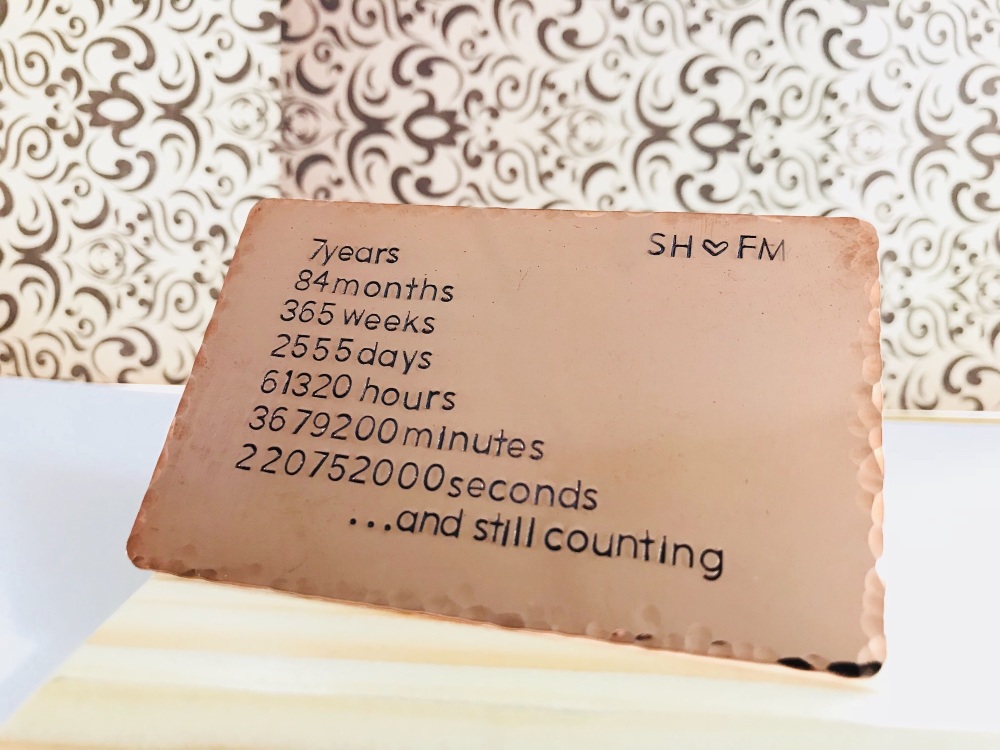 Wallet Insert Made From Copper 7th Wedding Anniversary Gift