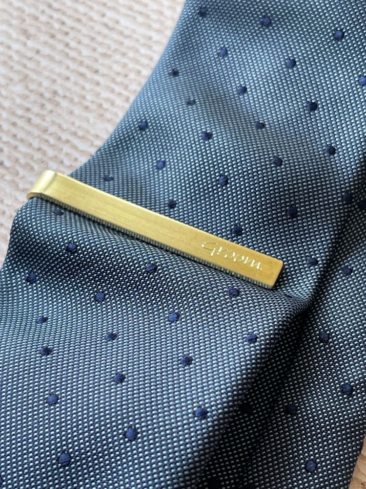 6cm Brass Tie Clip Personalised 