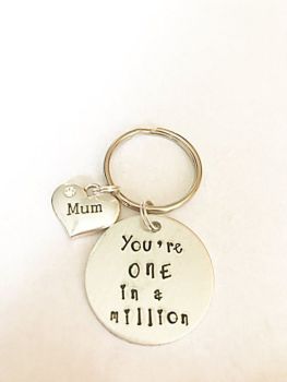 Mum, You're One In A Million Keyring