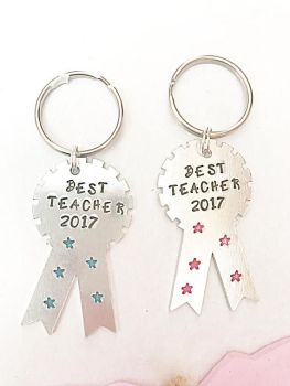 Best Teacher Rosette Keyring