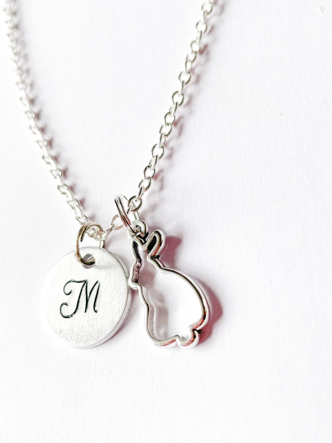 MICMIF 925 Sterling Silver Rabbit On The Moon Pendant Necklace For Women Girls, Cubic Zirconia Rabbit With Star And Moon Necklace Jewellery