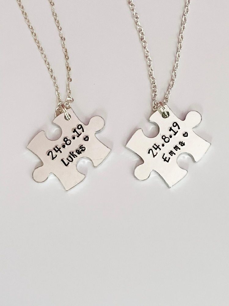 Personalised Matching Jigsaw Piece Necklaces