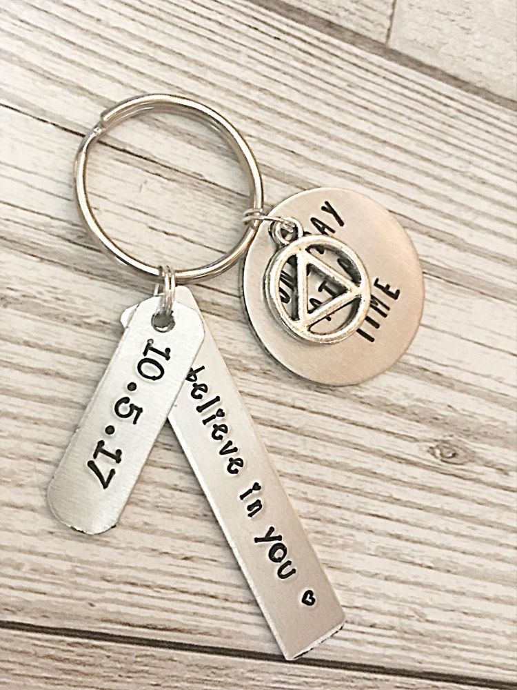 Hand Stamped Recovery Keyring