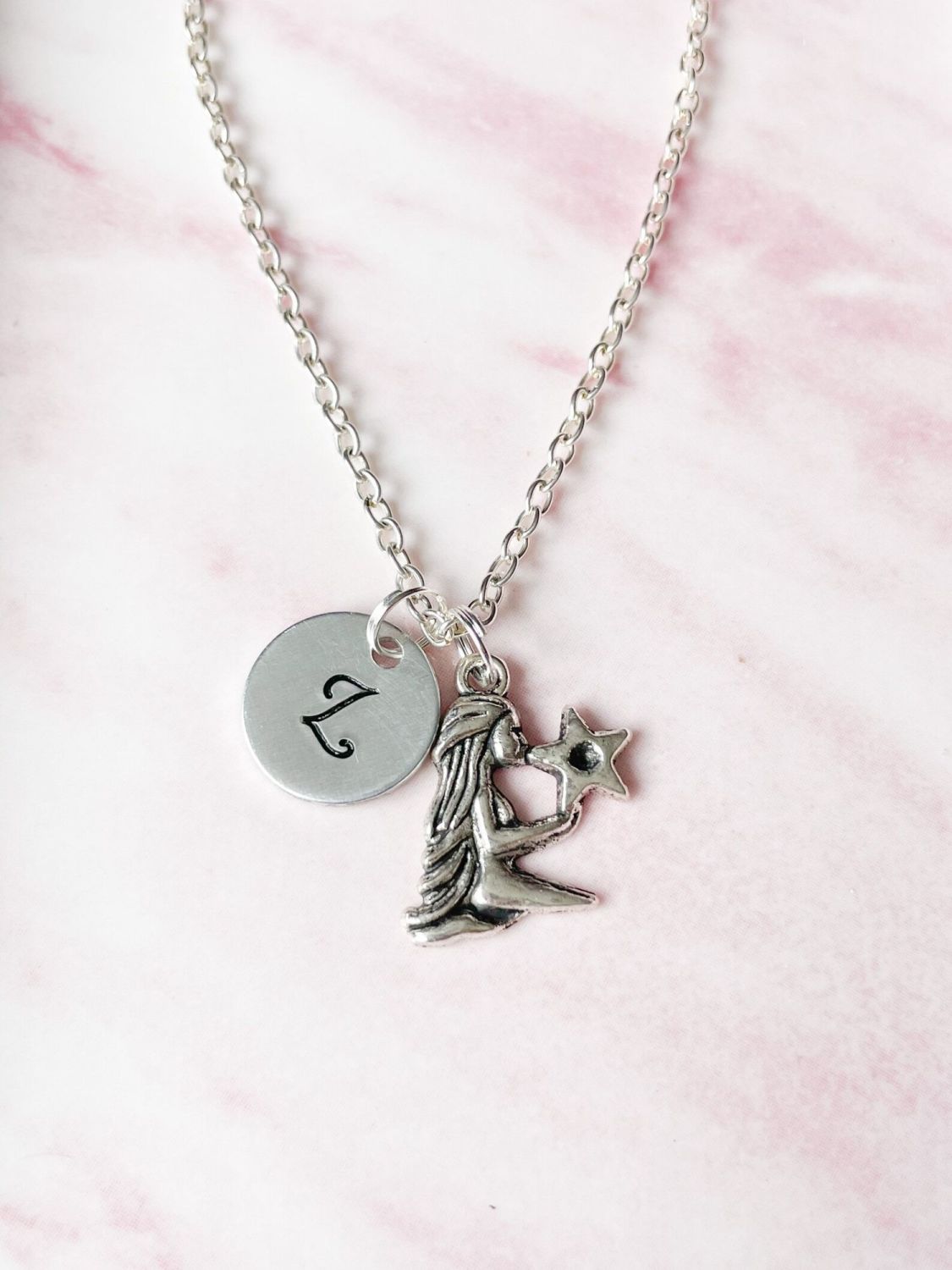 Virgo Necklace, Initial Necklace, Virgo Zodiac Necklace, Virgo