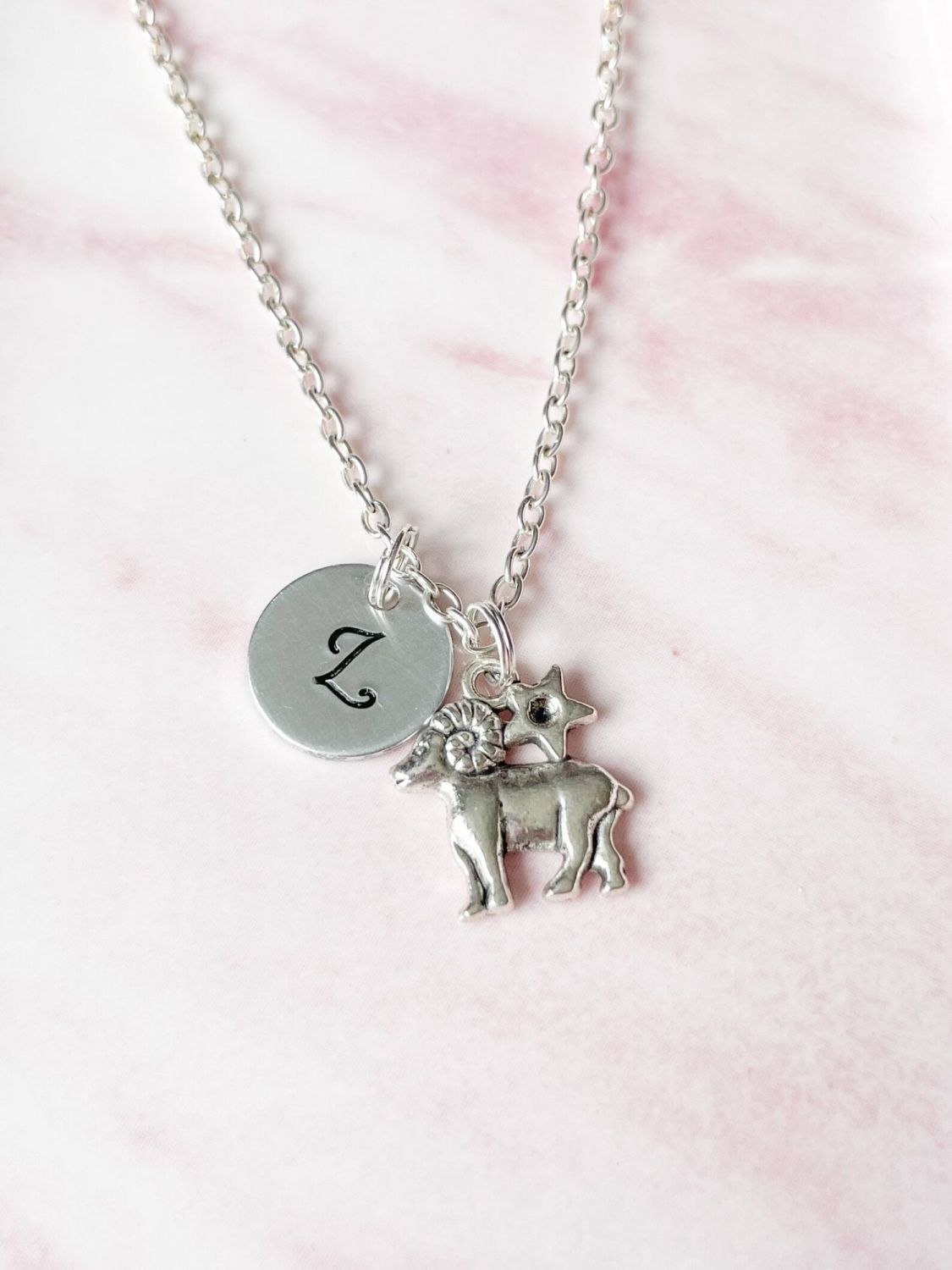 Aries Necklace, Initial Necklace, Aries Zodiac Necklace, Aries Pendant ...