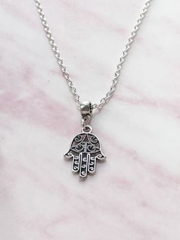 Silver Hamsa Hand Necklace