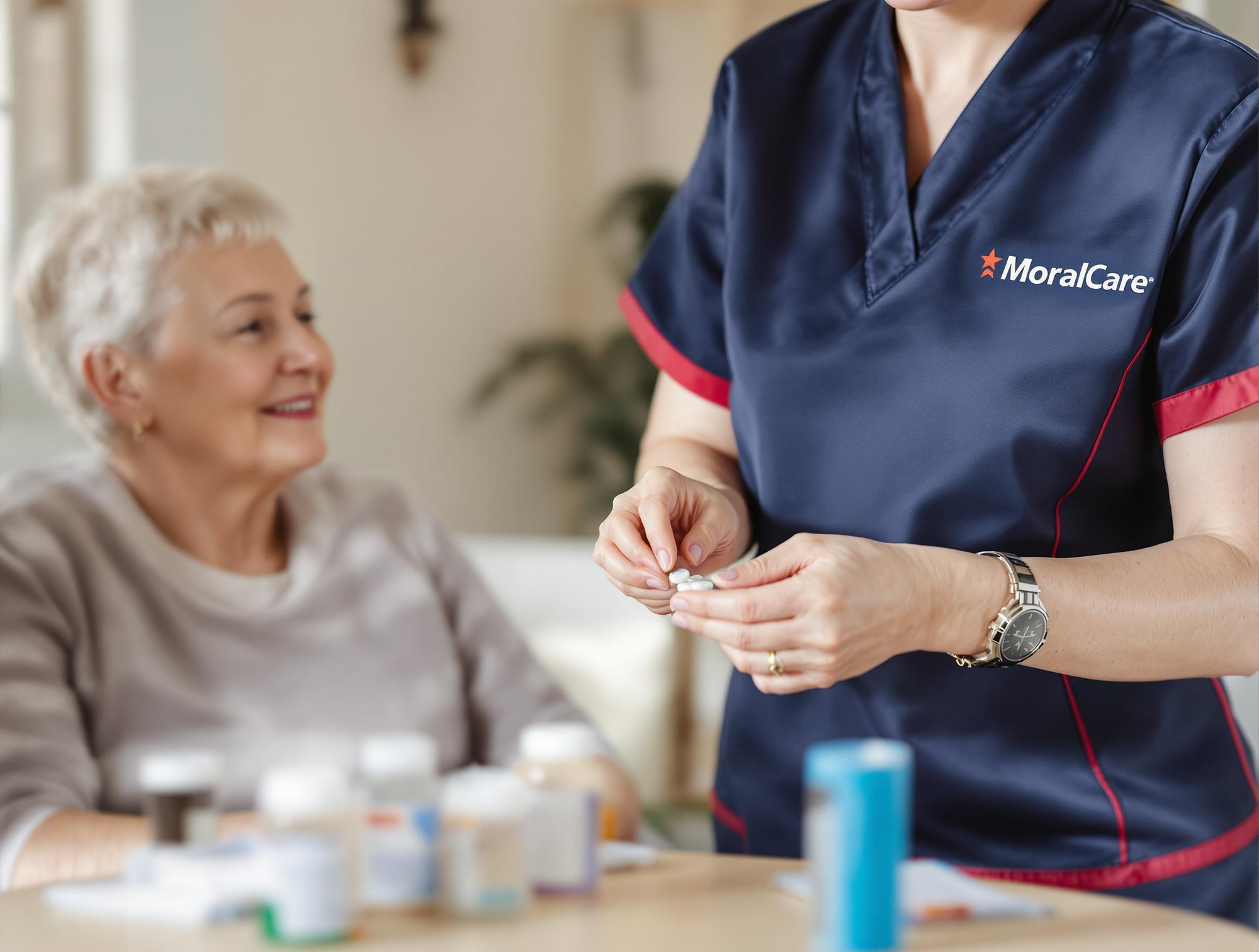 carer preparing medication