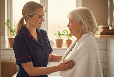 Carer providing personal care in own home