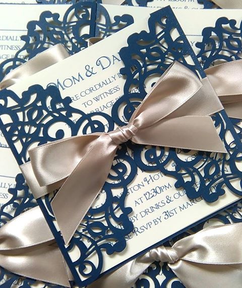 Navy laser cut invitation