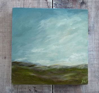 Away to the Hills.  Original painting.  Size 6" x 6"