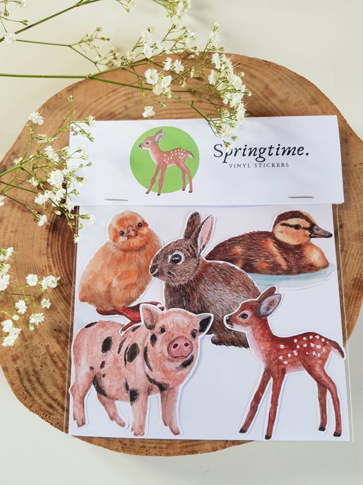 Springtime Stickers - Wildlife Stickers - Fawn Sticker - Bunny Sticker - Ch