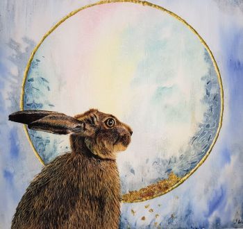 The Hare's Stare, 14" x 14"  Giclée Print.
