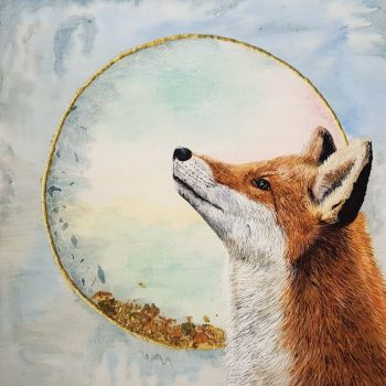 The Fox's Wish, 14" x 14" Giclée Print.
