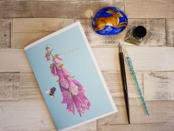A5 Handmade Foxglove & Bee Notebook.