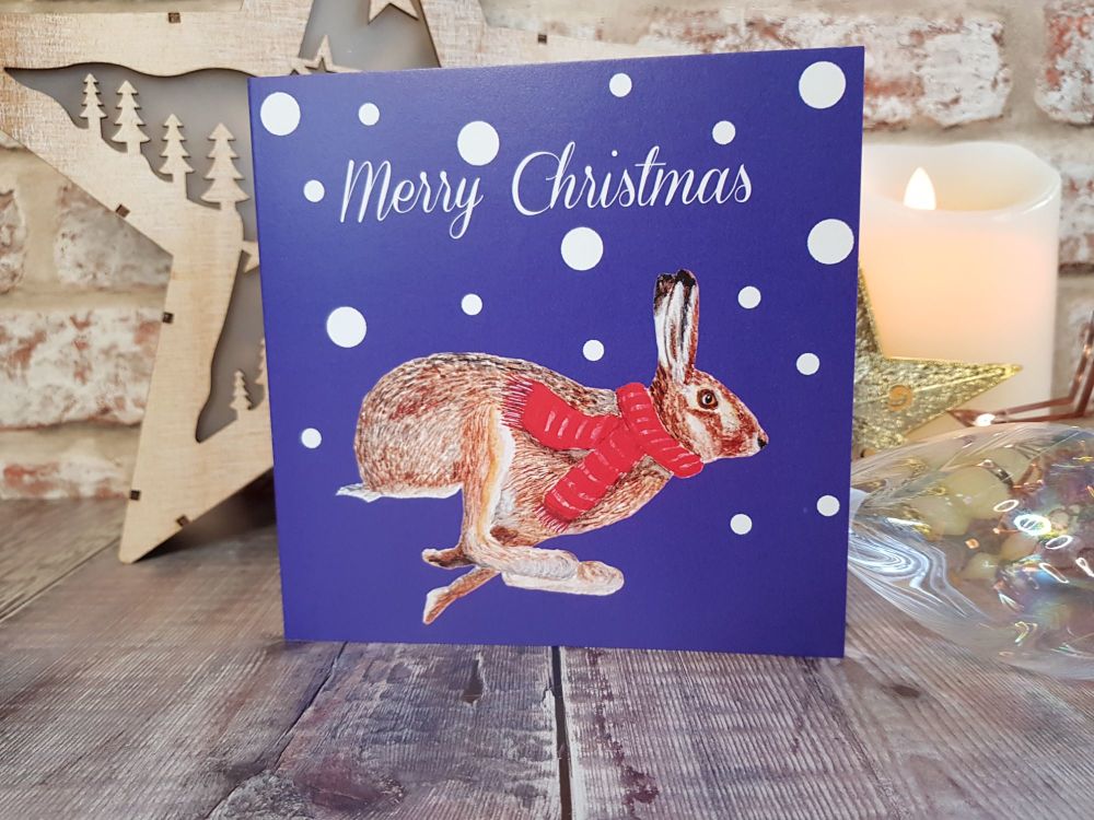 Running Hare Christmas Card
