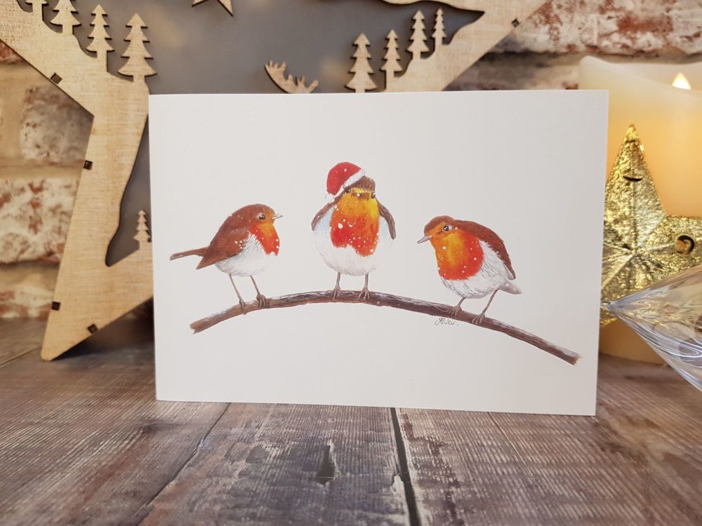 Robins on a Branch Christmas Card