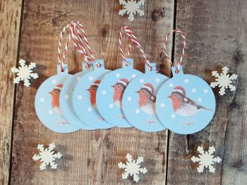 Pack of 6 Robin Gift Tags.