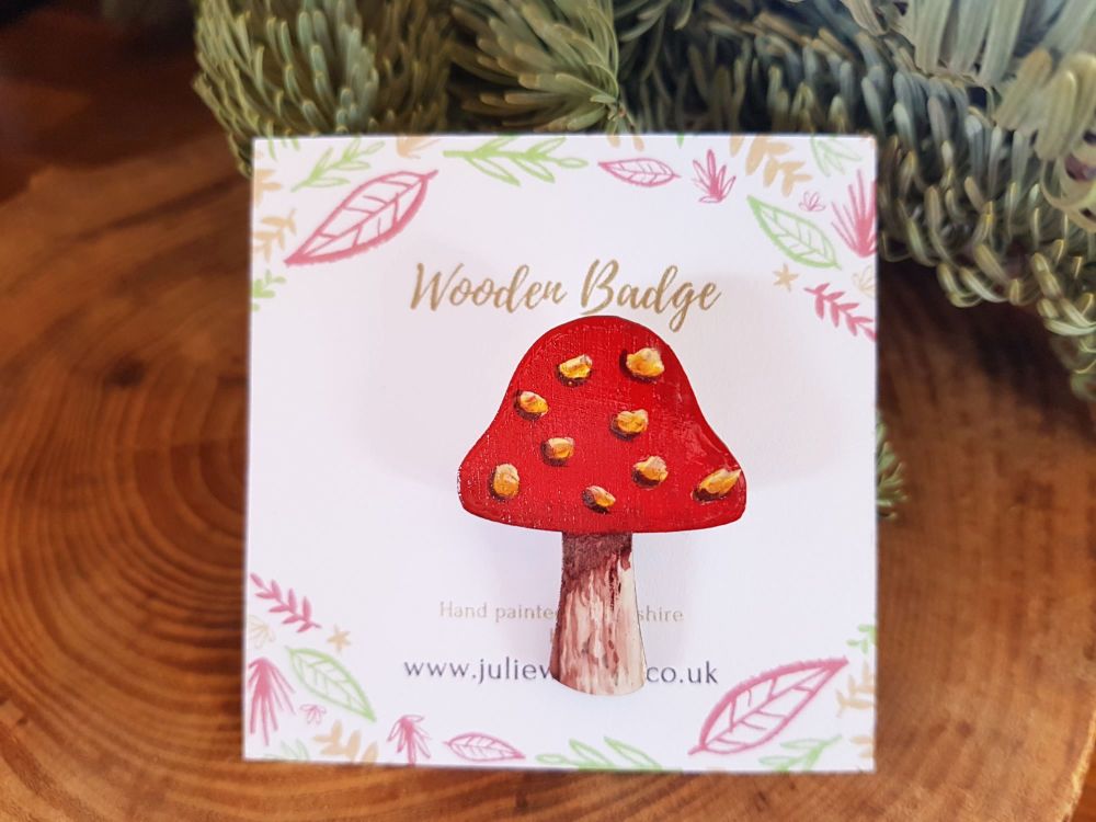 Wooden Mushroom Badge