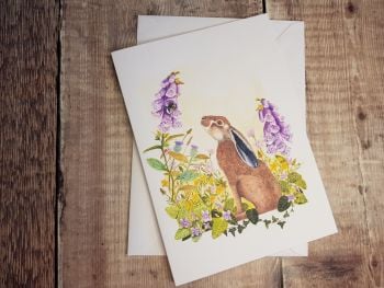 Hare and Bumblebee Card - Blank Inside.
