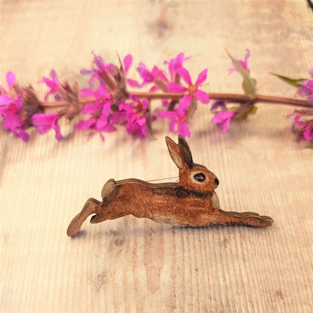 Wooden Hare Badge