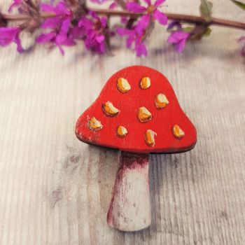 Wooden Mushroom Badge